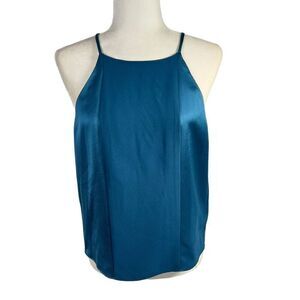Parker New NWT Large Blue Satin Sleeveless Cutout Back Spaghetti top women’s
